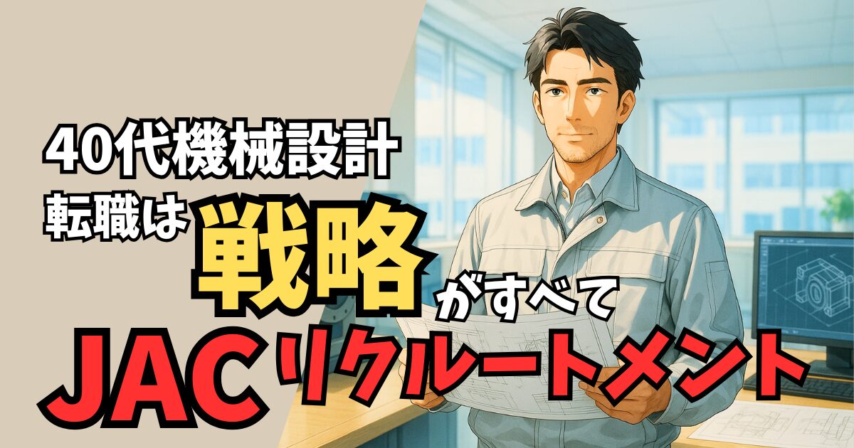 40代機械設計の転職にJACリクルートメントは向いてる？メリット・デメリットを徹底解説【年収アップ狙い】